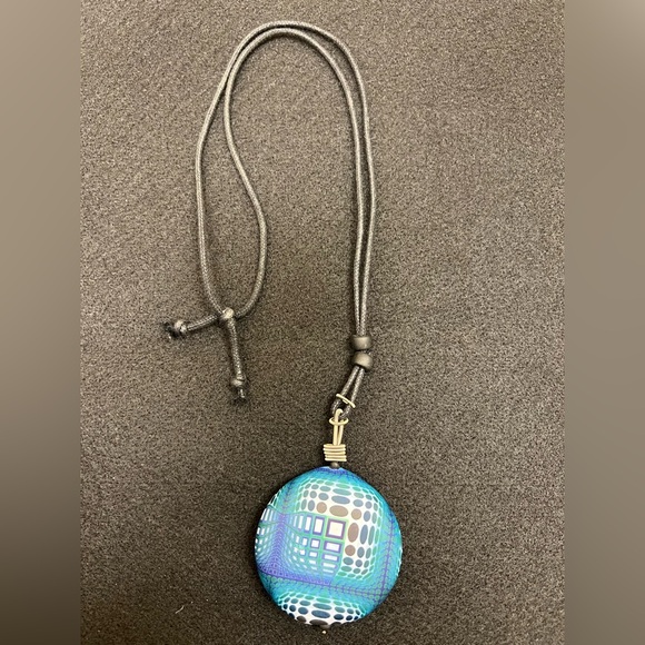 Nason Moretti Murano Mid Century Modern Satinato Satin Pendant Necklace-GORGEOUS - Picture 4 of 6